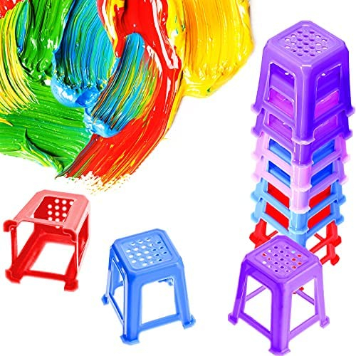 REACHISE 12pcs Paint Stand Canvas Stands For Painting With Non-Slip Feet Risers Mini Solid Color Plastic Paint Pouring Tools For Fluid Supplies And