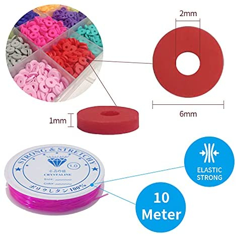 Total 7200 Pcs | Clay Beads for Bracelet Making Kits, 24 Colors 