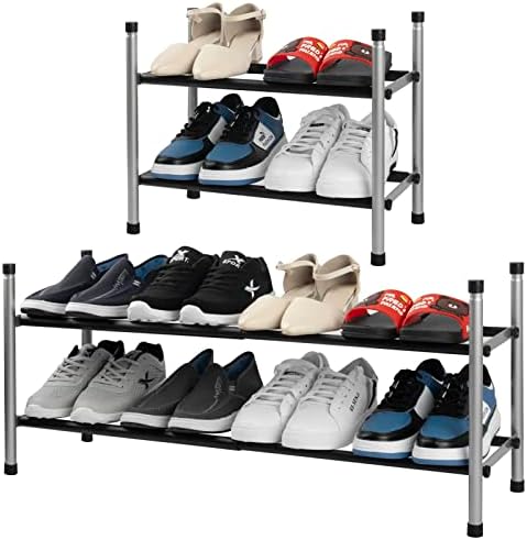 2-Tier Expandable Shoe Rack with Pivoting Bars