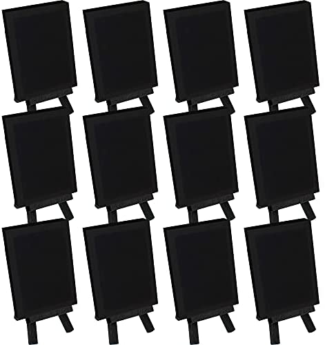 Box of 40 Ultra Mini Black Canvas 3x3 in w/ Mini Black Easel Set