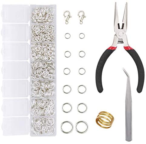  LUNARM 880pcs Open Jump Rings with Lobster Clasps and Tweezers,  4 Sizes Jump Rings Jewelry Findings Kit for Jewelry Repair Keychains and  Necklace Making (Silver and Gold)