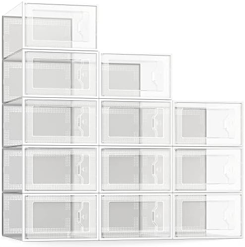 SEESPRING 12 outlet Pack Shoe Storage Box, Clear Plastic