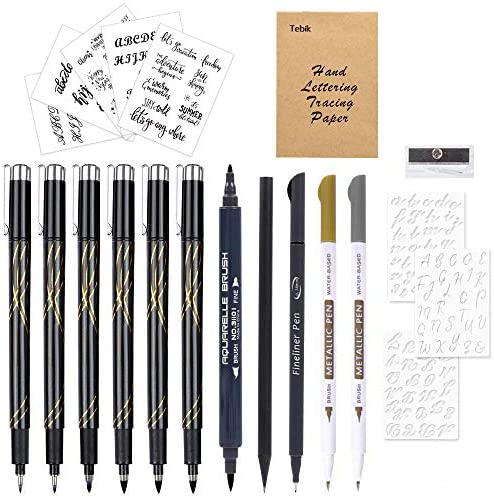 Tebik 16 Pack Calligraphy Pens, Hand Lettering Pens, Brush Markers Black  Ink for Beginners Writing, Lettering, Journaling, Art Drawing, Signature,  Illustrations and Office School Supplies - Yahoo Shopping