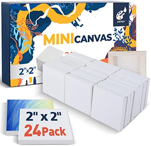 Artkey Mini Canvas, 2x2 inch 24-Pack Small Canvases for Painting