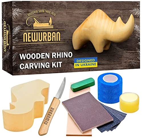 NEWURBAN Wood Carving Kit for Beginners - Whittling kit with Elephant -  Linden Woodworking Kit for Kids, Adults - Wood Carving Stainless Steel  Knife