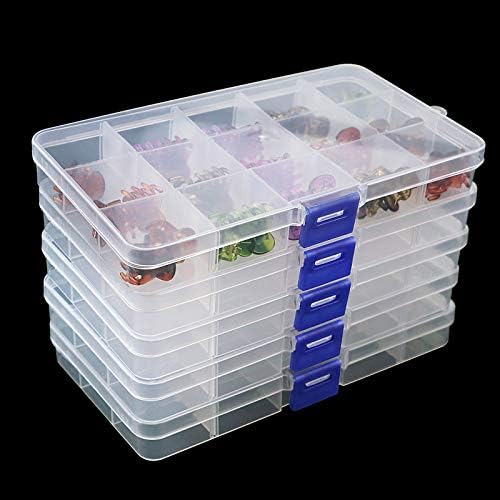 Plastic Box 15 Grid Adjustable Organizer Jewelry Bead Storage