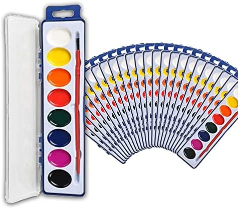 100 Piece Kids Art Set. 12 color pencils 14 crayons 8 markers 24 watercolor  paints 12 oil pastels 26-page drawing pad 1 paint palette 1 plastic brush