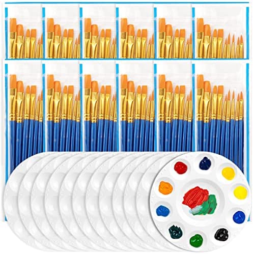 120Pcs Flat Round Paint Brushes Set Kids Painting Brush Small