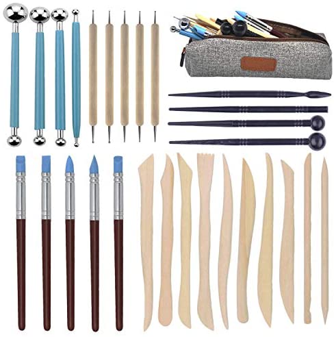 Augernis Polymer Clay Tools,28pcs Modeling Clay Sculpting Tools Set for Pottery Sculpture,Dotting Tools Ball Styluses for Rock