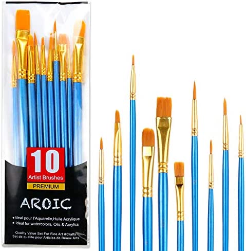 10 pcs Nylon Brushes in Protective Case Watercolor and Gouache Painting Oil Professional and Artist AvoDovA Acrylic Paint Brush Set Painting Brush for Beginner Paint Brushes Art for Acrylic 