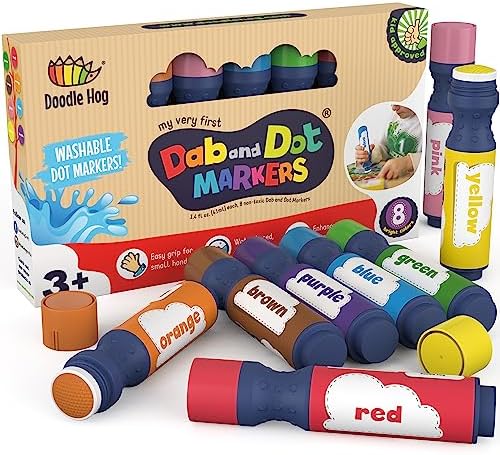 Lartique Washable Dot Markers for Toddlers, 10 Colors Jumbo Dot Paint Set  with Easy-Grip, Mess-Free & Non-Toxic Dot Art Markers for Fun & Educational