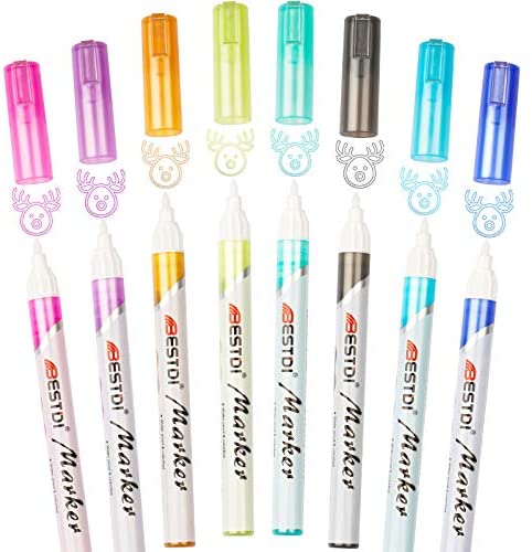 8Pcs Pretty Outline Markers Uniform Ink Output DIY Craft  Environmentally-friendly Double Line Magic Metallic Paint Pens