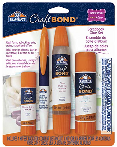 Elmer's E61579 CraftBond Scrapbook Glue Set Includes Photo Stiks Stick Pen Clear