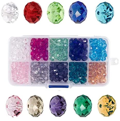 Catotrem 8mm Briollete Rondelle Crystal Glass Beads Faceted Crystal Beads  for Jewelry Making Assorted Color(1020pcs)