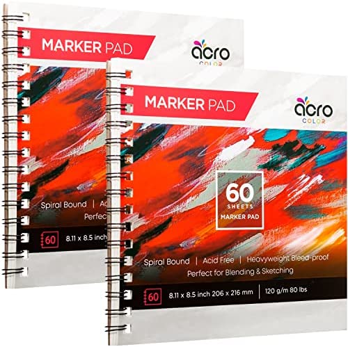 Marker Pad- Spiral Sketchbook with Thick Bleedproof Smooth Coated
