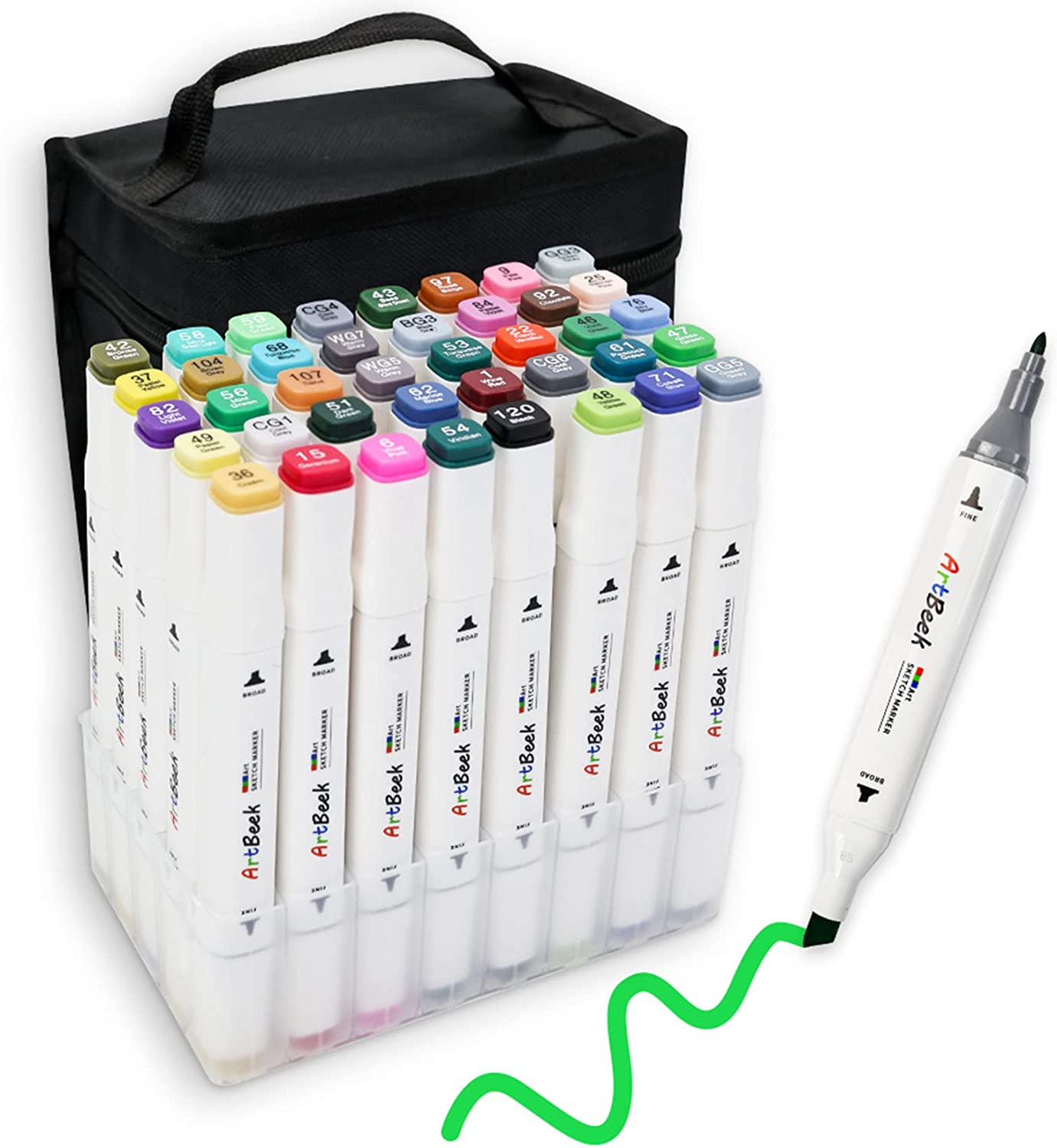 Colorya 40 Art Markers for Artists- Alcohol Markers with Dual-Tip + Carry  Bag Included - Alcohol Pens for Coloring Books for Adults, Drawing