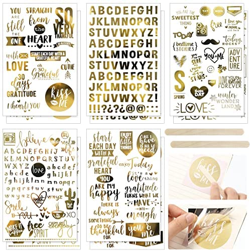 Gold Scrapbook Stickers, Scrapbooking Supplies, Valentines Stickers,  Scrapbook Supplies, Love Stickers (Dreamer Collection)