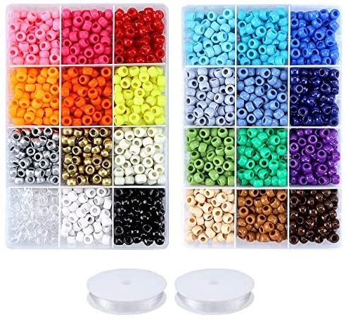 Essentials by Leisure Arts Pony Bead 6mm x 9mm Metallic Green Opaque Plastic Pony Beads Bulk 500 Pieces for Arts, Crafts, Bracelet, Necklace, Jewelry
