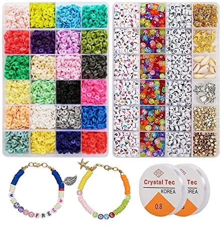 4600 PCS Clay Beads Bracelet Making Kits 24 Colors Beads Supplies