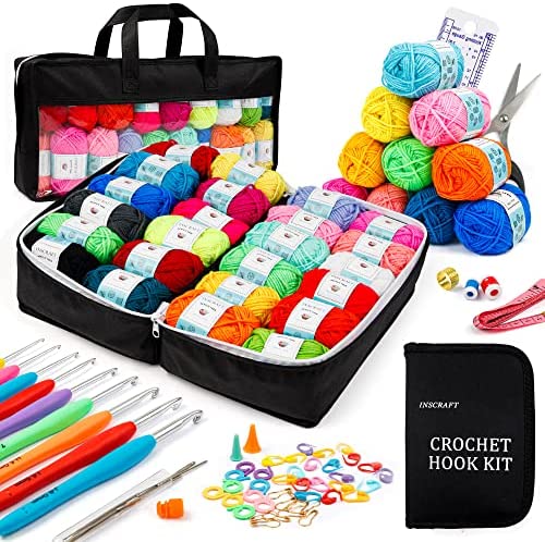 INSCRAFT Machine Washable Easy Store Crochet Kit, 113-Piece