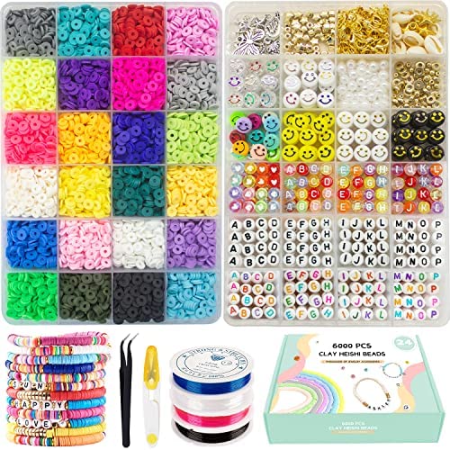 Total 4600 PCS Clay Beads for Bracelet Making Kits 24 Colors for