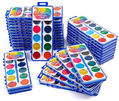 Watercolor Paint Set for Kids12 Colors Bulk Pack of 42 Watercolors Paints  wit 