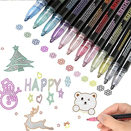 Double Line Outline Markers, 48Colors Super Squiggles Shimmer Outline –  WoodArtSupply