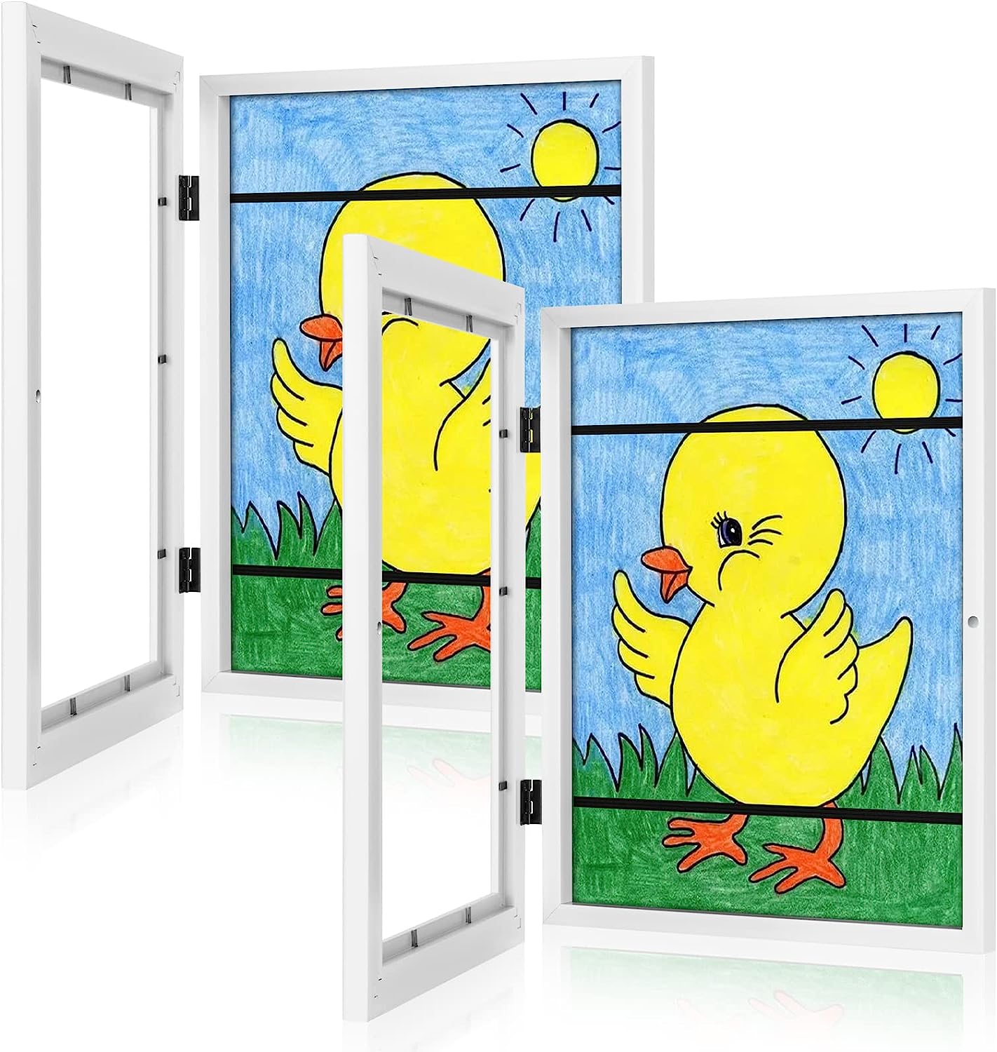 Kids Art Frames, 8.5x11 Front Opening Changeable Kids Artwork Frames Horizontal And Vertical Art Display For Kids Black