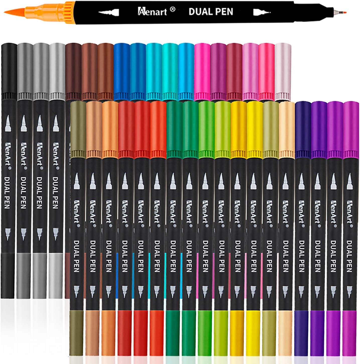 Dual Markers Brush Pens, 36 Fine Point Art Marker, Double Tip Colored Pen  for Adult Coloring Hand Lettering Writing Planner | ArtBeek