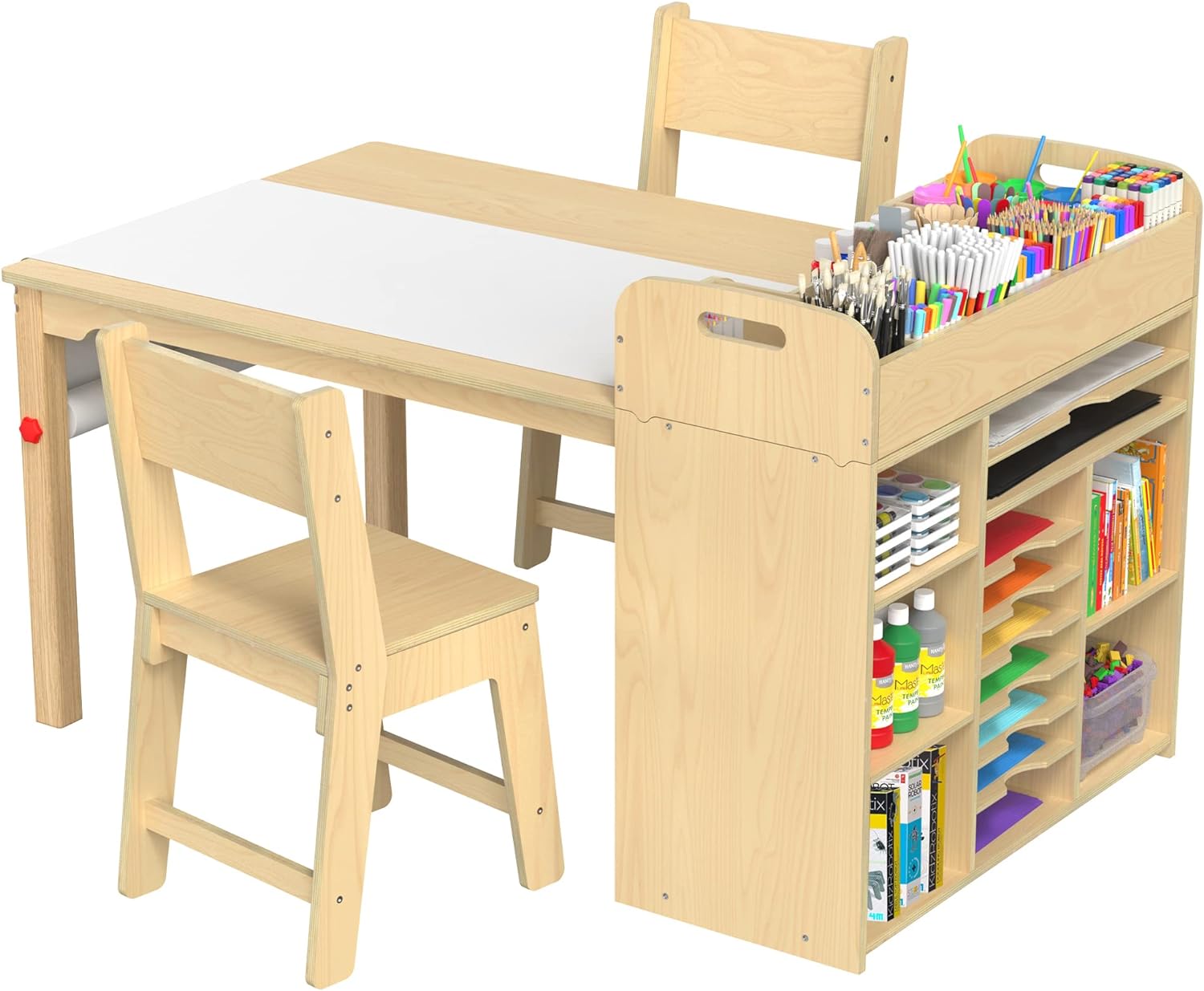 GDLF Kids Art Table and Chairs Set Craft Table with Large Storage Desk and Portable Art Supply Organizer for Children Ages 8 12 47 L x 30 W ArtBeek