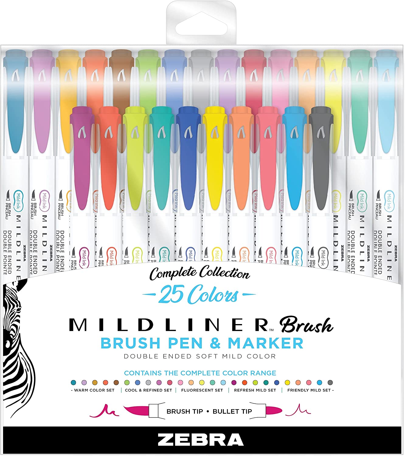 Zebra Pen Mildliner Double Ended Highlighter Set, Broad and Fine Point  Tips, Assorted Refresh and Friendly Ink Colors, 10-Pack
