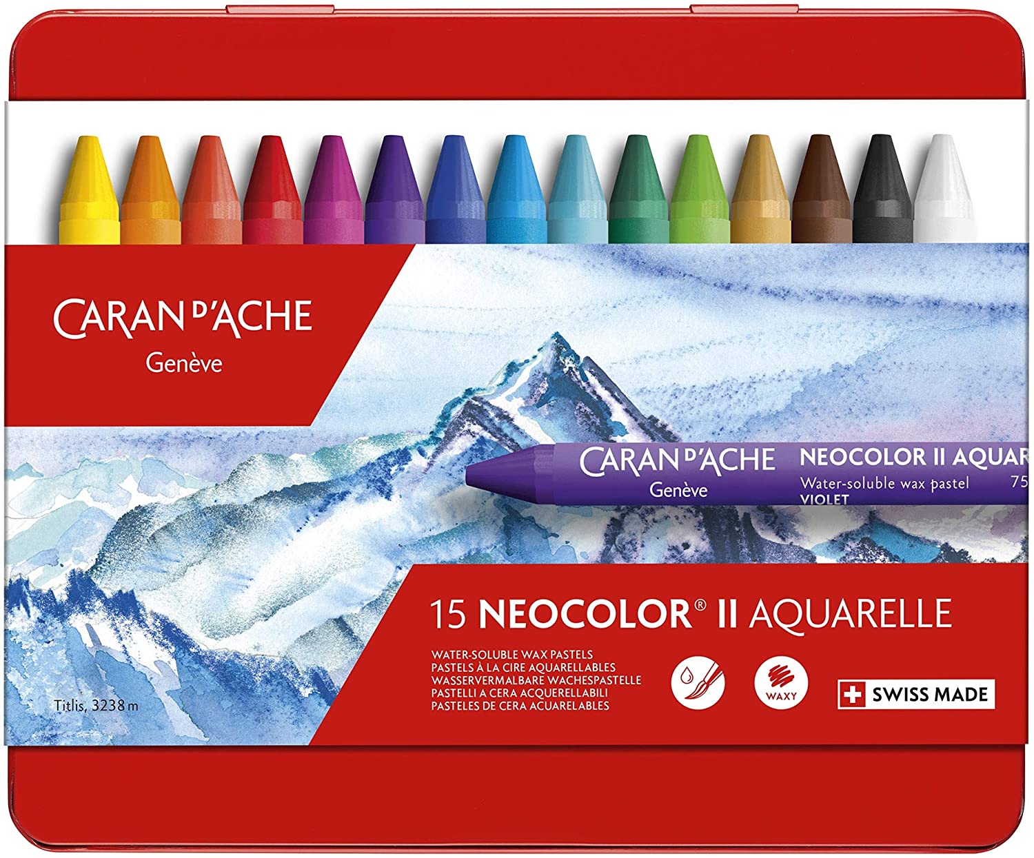 Caran d'Ache Classic Neocolor II Water-Soluble Pastels 15 Colors