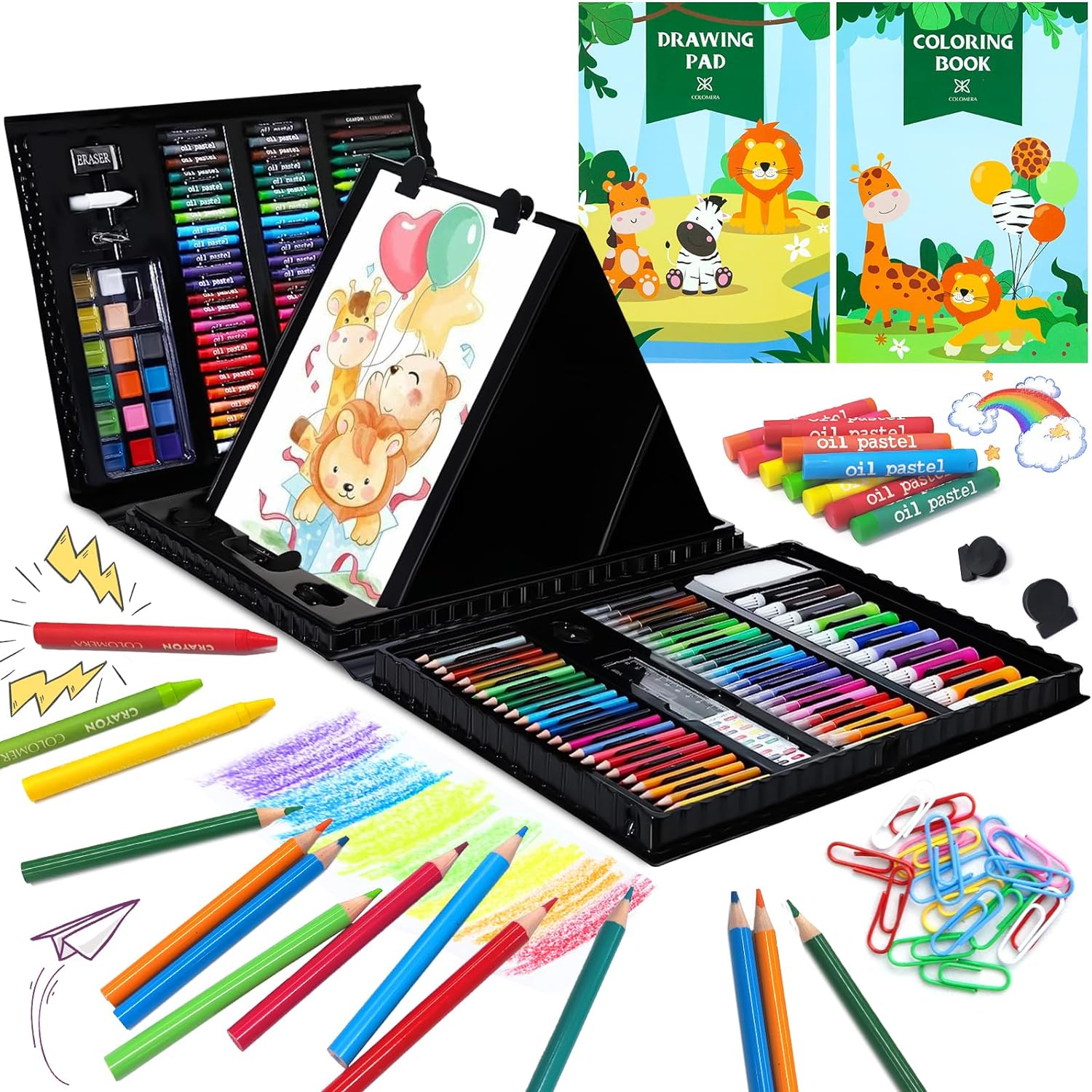 Crelando Kunstenaar Gift Sets Script Acryl Schilderij Schetsen en Tekening, Potlood, 174 Stuks Art Set, Kids Beginners, Professionals in Houten geval