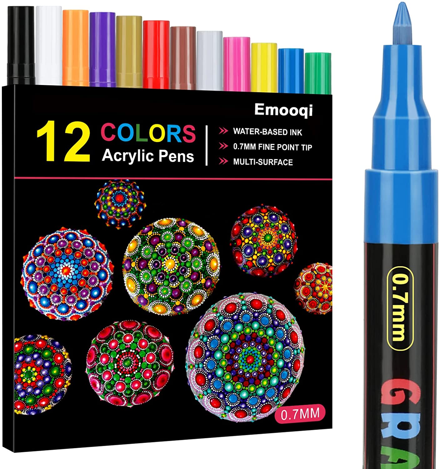 Work on Multiple Surface - Non-Toxic Acrylic Paint Pens Paint Marker, 12pcs
