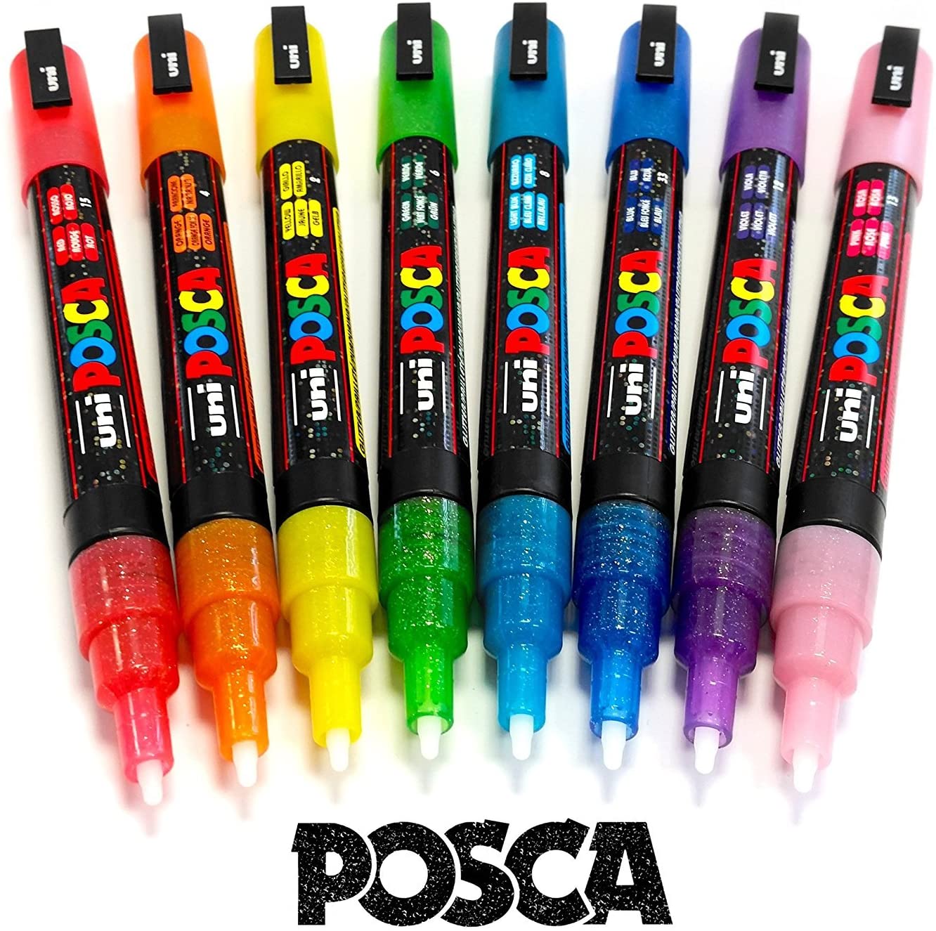 biologie nemen Doordeweekse dagen POSCA Colouring - PC-3ML Full Range of 8 Glitter Paint Markers | ArtBeek