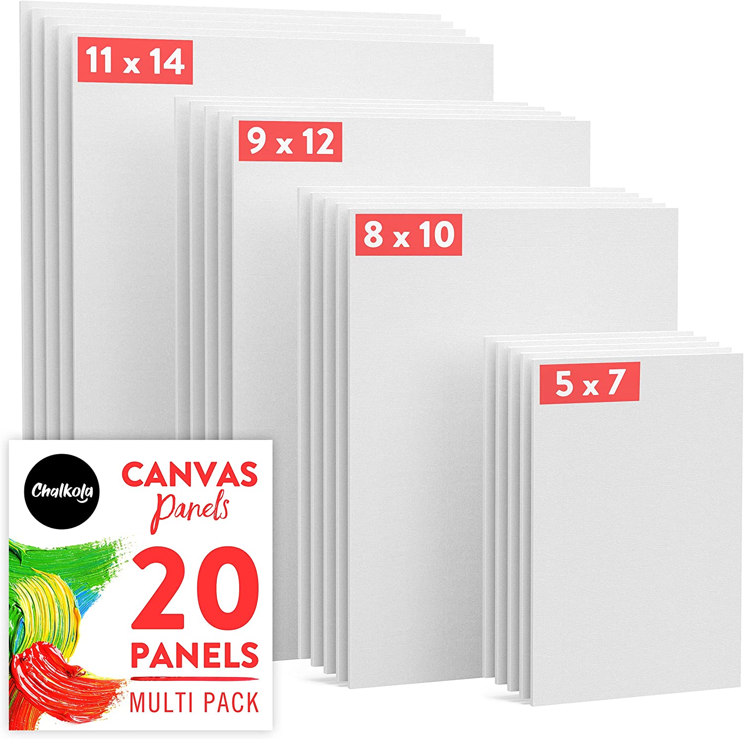 for Kids 100% Cotton White and MDF Board Core 8x10 Magicfly Blank Canvas Panel for Painting 5x7 Adults 9x12 Artist Pack of 28 with Label Stickers for Acrylic Oil Art Paint 11x14 