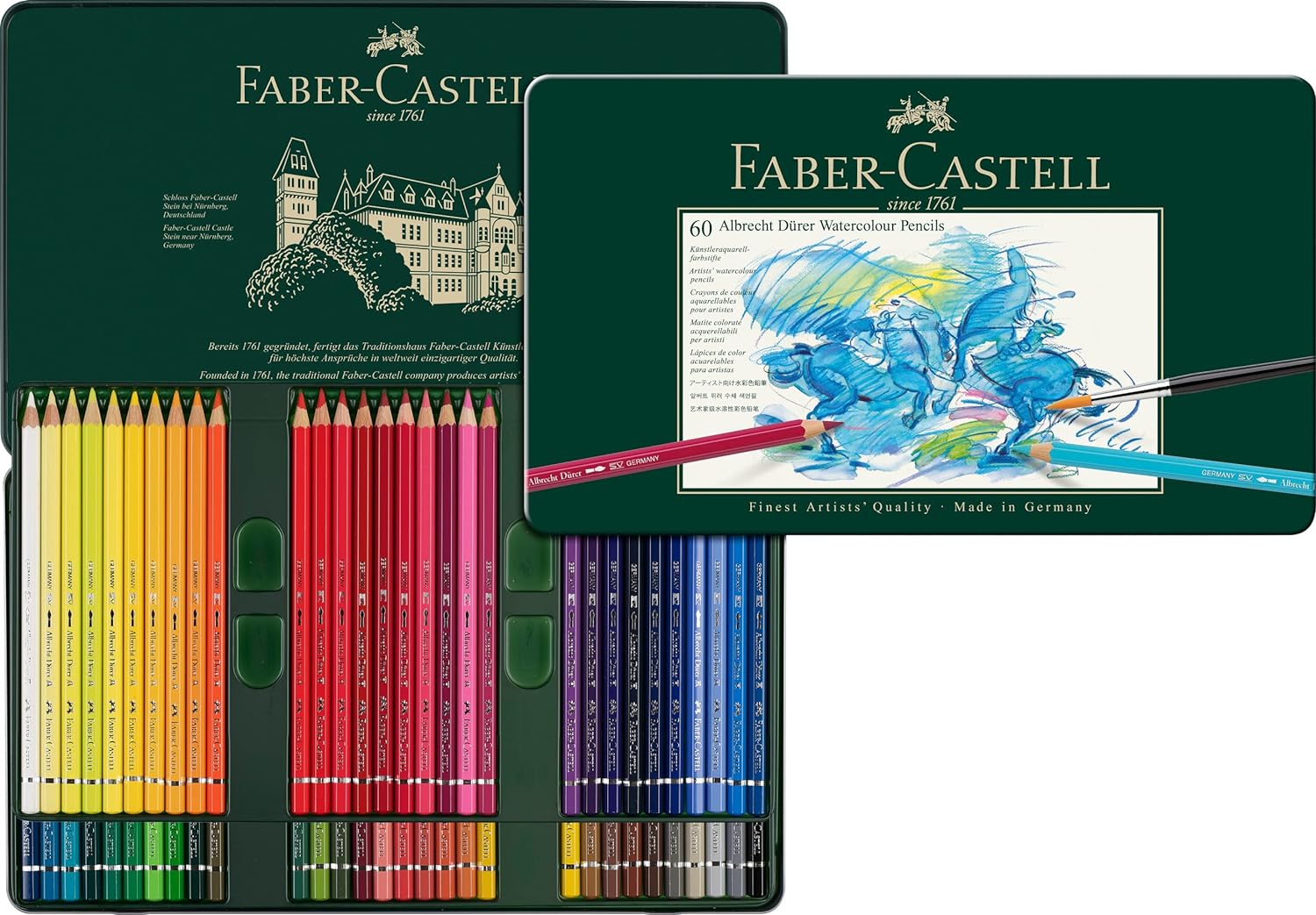 Faber Castell Albrecht 117560 Dura Watercolor Pencils, 60 Colors